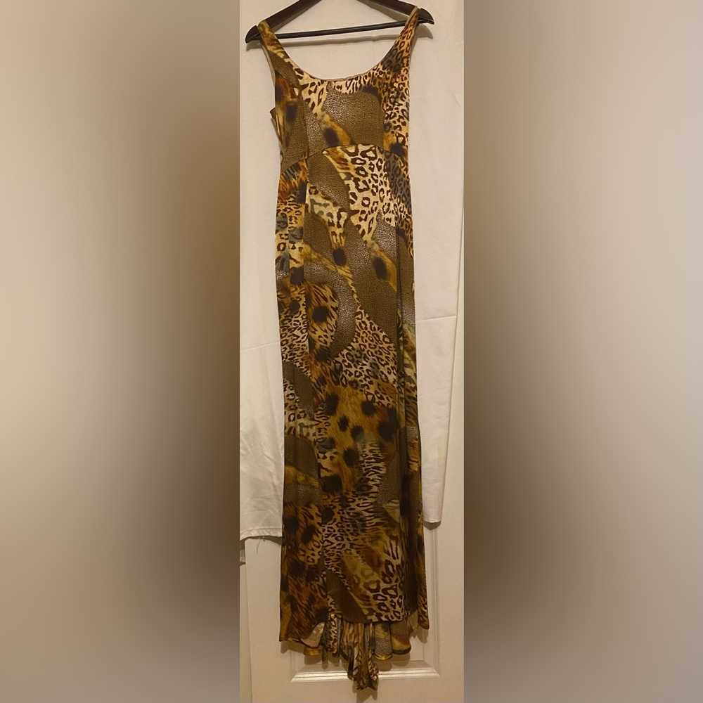Borbonese Animal Print Maxi dress  in Brown and Tan